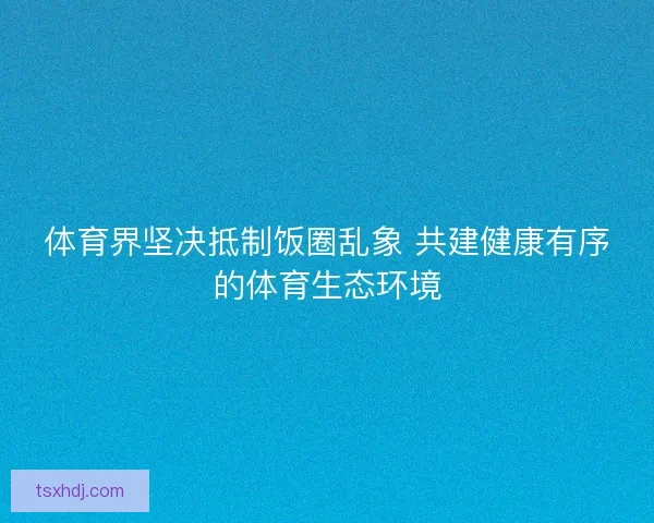 体育界坚决抵制饭圈乱象 共建健康有序的体育生态环境