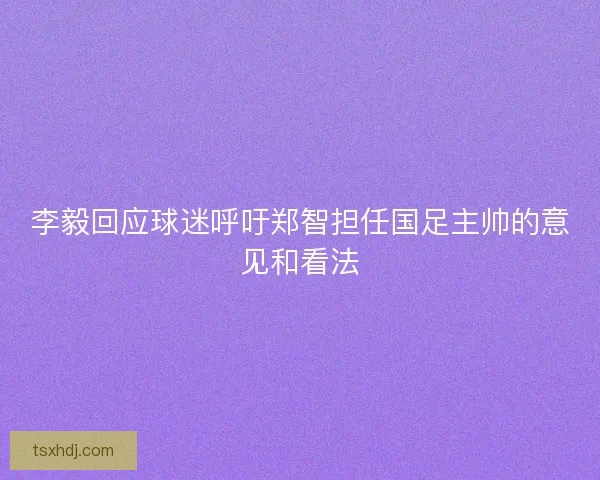 李毅回应球迷呼吁郑智担任国足主帅的意见和看法